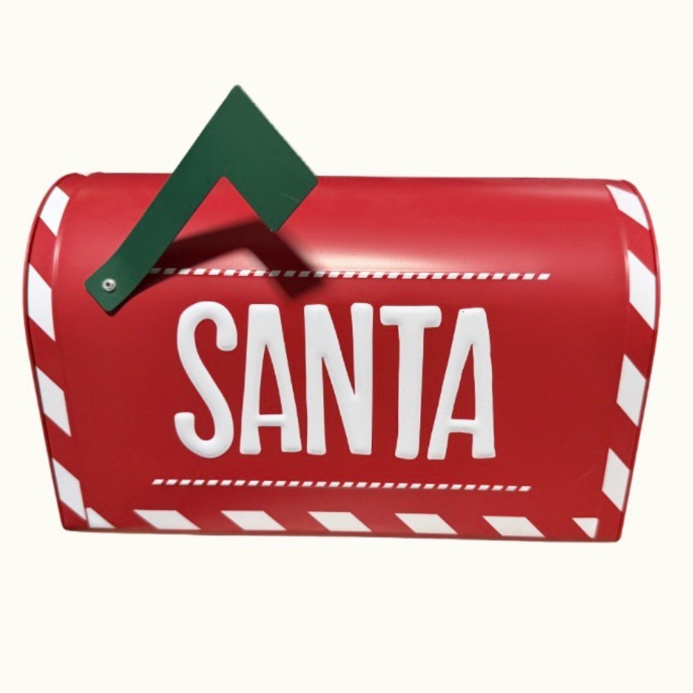 Red Santa Mailbox with Green Flag